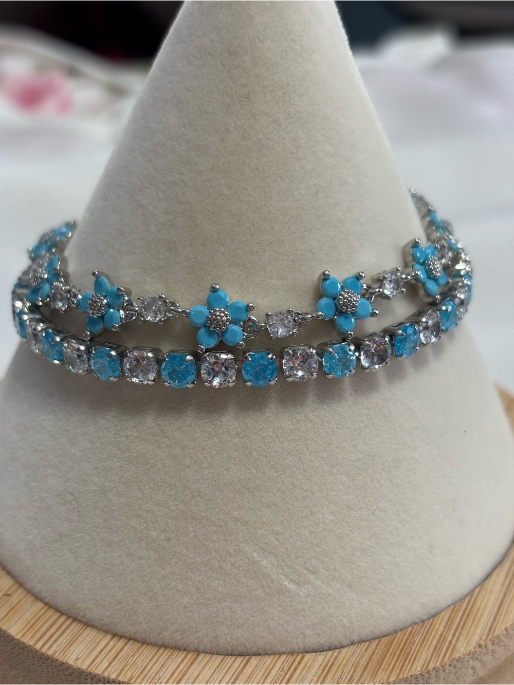 Turquoise Flower Daisy Tennis Bracelet set - Women Jewelry